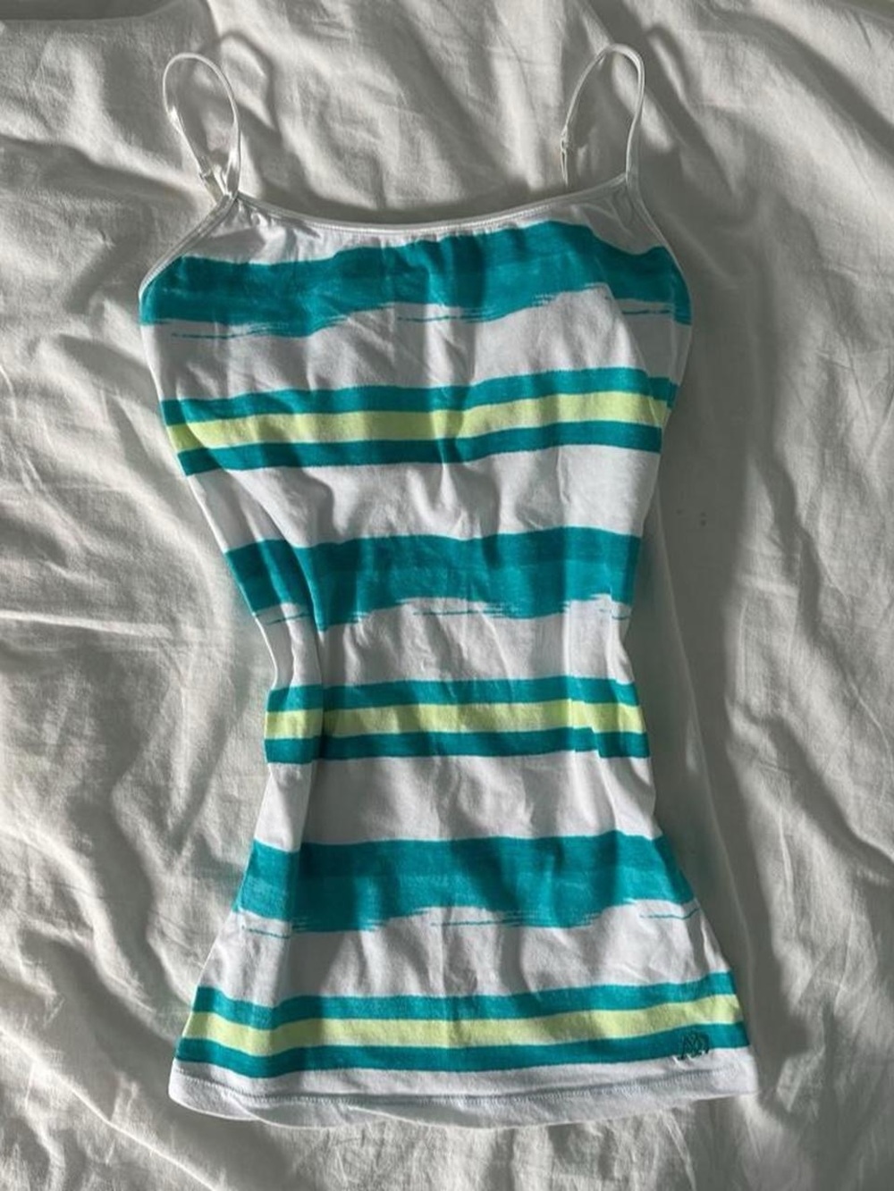 Y2K Aeropostale Striped Turquoise & White Girls' Tank One-Piece